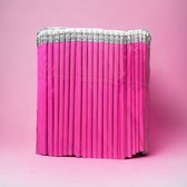 200 stuks houten potloden ongeslepen met gum roze
