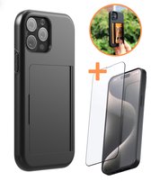 Stargoods iPhone 14 hoesje - iPhone 14 hoesje- Pasjeshouder - Zwart - Optimale Bescherming - Met screenprotector