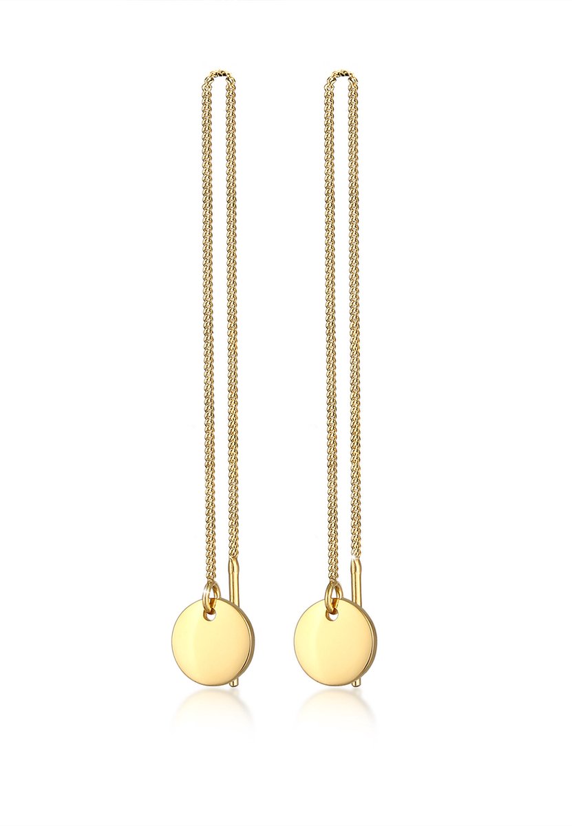 Elli - Oorbellen - Dames Hoepel Oorbellen Cirkel Pull Through Trend in 925 Sterling Zilver Verguld - Dames