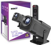 Biem It - Y2 Pro Mini Beamer - Projector - Inclusief HDMI kabel - 4K Ultra HD - Wifi 6/BT 5.0 - Geïntegreerd Android 11.0 OS - Draagbare Beamer - Zwart
