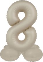 Folat - Staande folieballon Cijfer 8 Creamy Latte - 72 cm