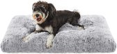 Donzige hondenmat lang pluche 80 x 50 cm zachte vulling machinewasbaar hondenmand multifunctioneel Draagbaar - Lichtgrijs dog cussion