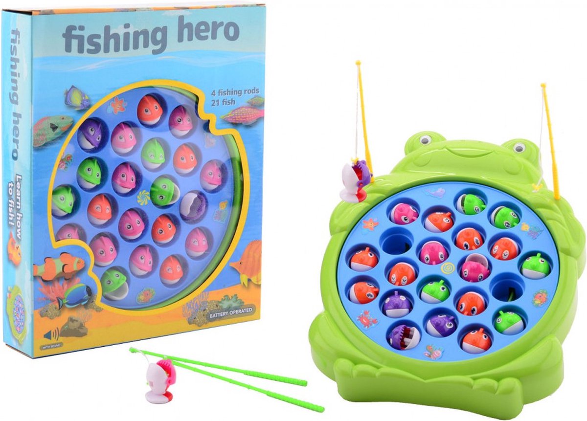 Johntoy Fishing Hero Hengelspel - Visvang spel met 4 hengels en 21 vissen