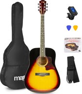 Akoestische gitaar voor beginners - MAX SoloJam Western gitaar - incl. gitaar stemapparaat, gitaartas en 2x plectrum - Sunburst