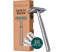 Safety Razor + 20 RVS Scheermesjes – Vrouw & Mannen – Scheren – Zero Waste Scheermes – Duurzaam Cadeau – Double edge blades
