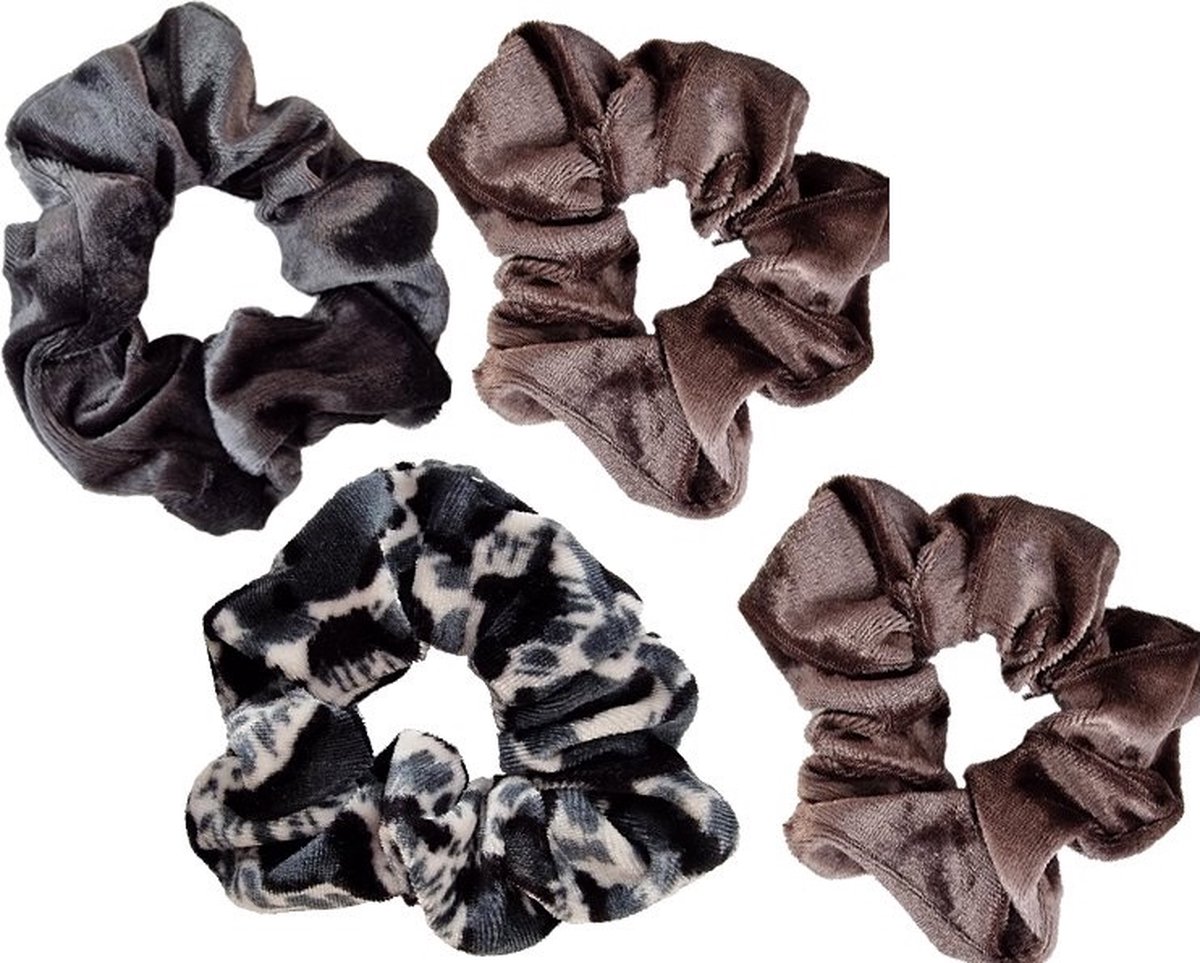 Scrunchie 4 pack velvet – Winter Kleuren – Haarelastiek - Comfortabel – Makkelijk – Hoge kwaliteit - oDaani