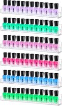 6 Pack Acryl Nagellak Rekken, Wandmontage Houdt 72 flessen, Clear Nail Polish Display Plank Organizer, Nagellak Houder Opslag met Verwijderbare Anti-slip End Inserts