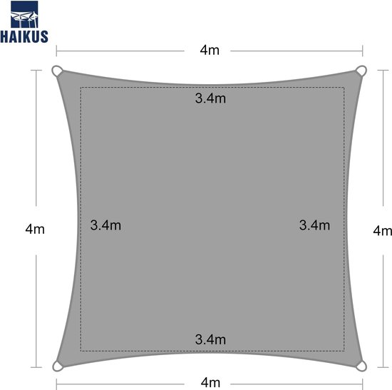 HAIKUS Zonnezeil, 5 x 5 m, vierkant, premium HDPE uv