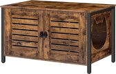 Bol.com Kattenbak kattenkast voor kattentoilet kattenhuis kattenmeubel met lamellendeur huisdierbox met 4 ijzeren poten 80 x 45 ... aanbieding