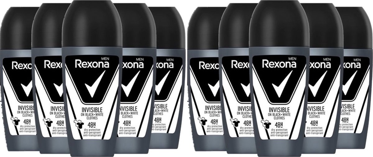 Goedkoopste Rexona Deo Roller Men - Invisible On Black & White Clothes - 10 x 50 ml