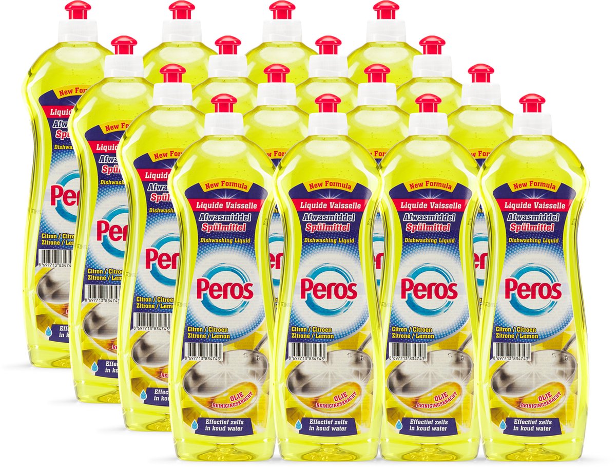 Peros Vloeibaar Afwasmiddel - Citroen - 16x750ml - Voordeelverpakking
