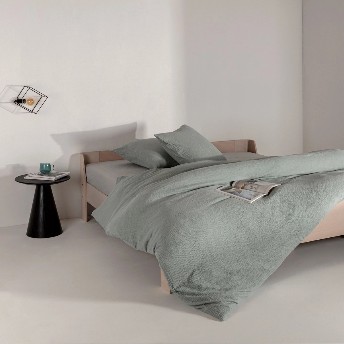 Casilin - Strijkvrij Dekbedovertrek Mousseline - 140x220 - Inclusief Bijhorende Kussensloop - 1 Persoons - 100% Tetra Katoen - Groen