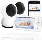 AngelTech Babyfoon Deluxe – Babyfoon Met 2 Camera's en App - Baby Monitor – Met 12.7cm Haarscherp HD Display & gratis App - Baby Camera