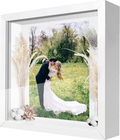 Diepe houten fotolijst 30 x 30 cm - staand of aan muur - voor bloemen, medailles en knutselwerken Fotolijsten