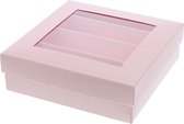 Verpakking - Bucabox 13,5-13,5cm - 4 rijen - Licht Roze - 250gr - Doosje met doorzichtig deksel - 6 stuks