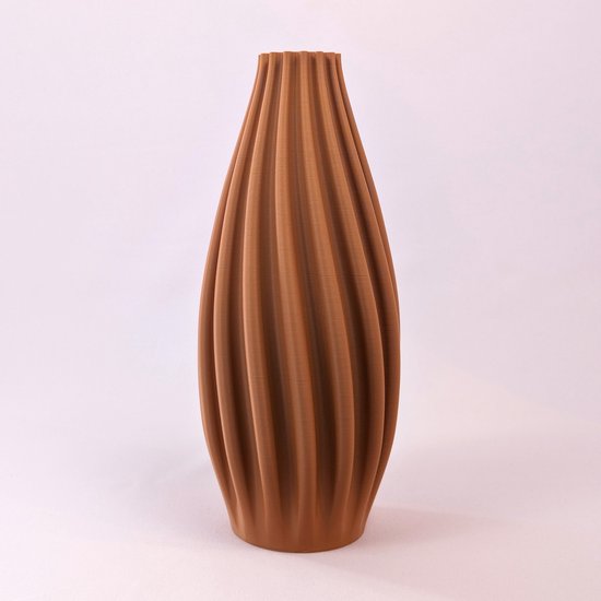 Dastium Home - 3D geprinte vaas Fleur - Mat Terracotta - 40 cm - Luxe vaas voor zijden bloemen - Woonaccessoires
