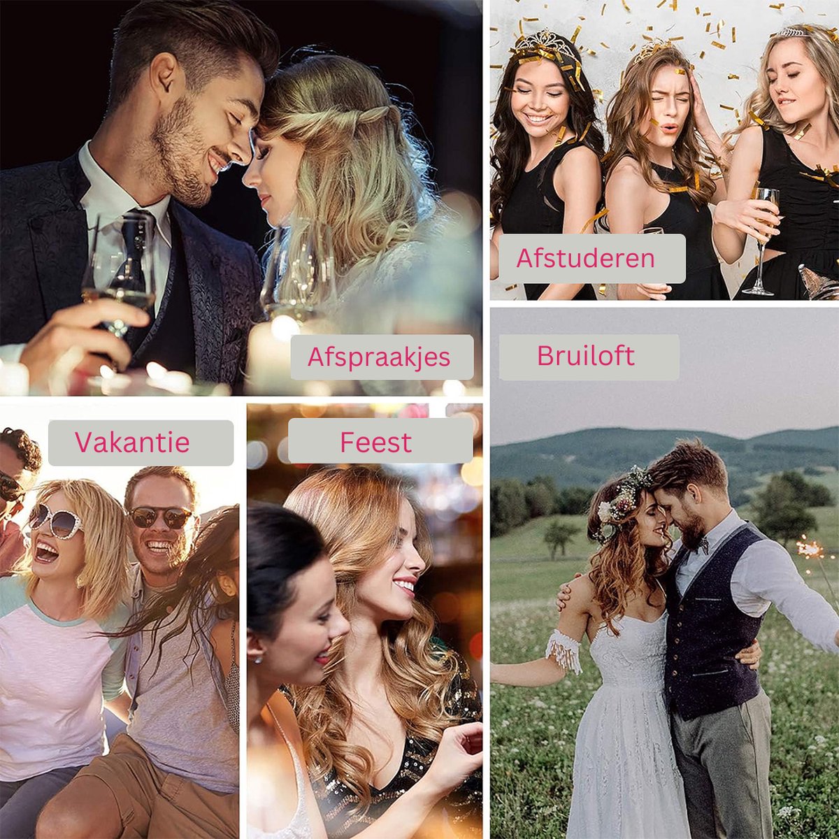 MKSS® Wafeltang 6 in 1 voor Krullen en Waves - Rose - afbeelding 3