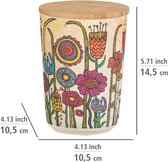 Boîte de rangement Fleurs, boîte de rangement de fleurs avec couvercle en bambou, conservation hermétique du muesli, de la farine et du sucre, sans BPA, capacité 0 litre, Ø 10,5 x 14,5 cm, multicolore