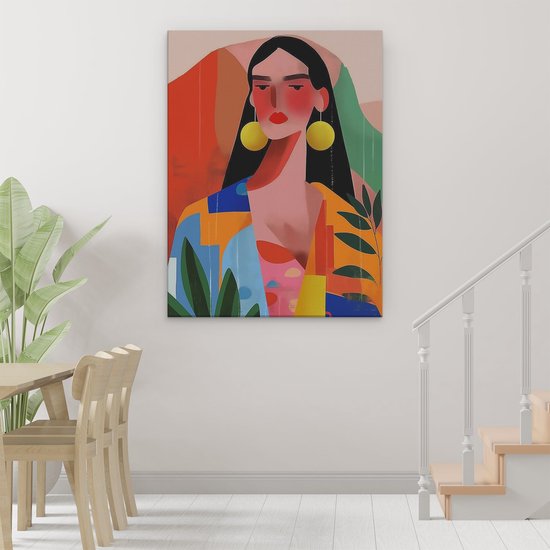 Artaza Tableau sur Toile Illustration d'une Femme en Vêtements Colorés - 90x120 - Décoration murale - Photo sur Toile - Impression sur Toile