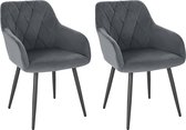 Rootz Velvet Eetkamerstoelen - Comfortstoelen - Stijlvol zitcomfort - Ergonomisch ontwerp - Luxe gevoerd - Stevig metalen frame - 44 cm x 42,5 cm x 85,5 cm