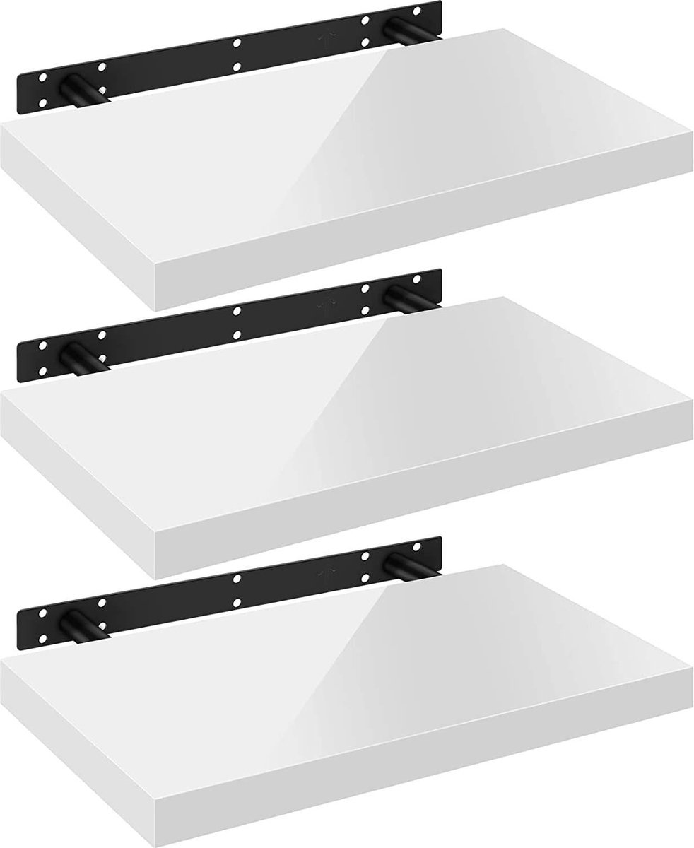 Set van 3 wandplanken - Zwevende planken - Displayranden - Duurzame MDF-constructie - Vochtbestendig - Eenvoudige installatie - 80 cm x 22,9 cm x 3,8 cm