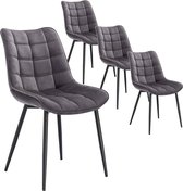 Rootz Set van 4 eetkamerstoelen - Fluwelen zitting - Metalen frame - Ergonomisch ontwerp - Duurzaam en comfortabel - Antislip - Zitmaat 46 x 40,5 cm