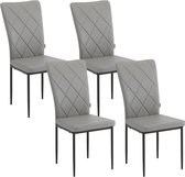 Rootz Eetkamerstoelen Set van 4 - Keukenstoelen - Moderne zitplaatsen - Comfortabele gewatteerde zitting - Ergonomische rugsteun - Duurzaam metalen frame - 42 cm x 94,5 cm x 59 cm