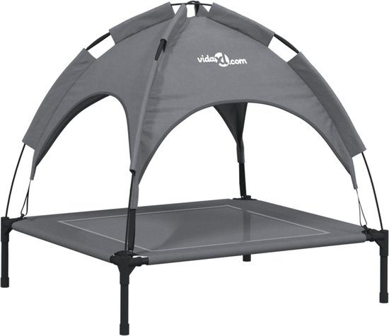 vidaXL – Hondenmand – met – luifel – oxford – stof – en – staal – antracietkleurig