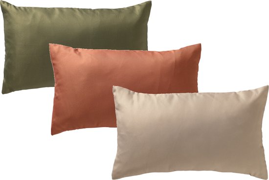 Dutch Decor lot de 3 coussins décoratifs - Beige - Vert olive - Rose - 30x50 cm