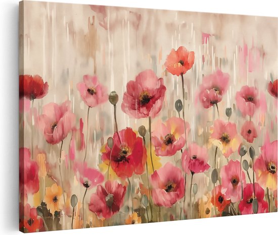 Artaza Peinture sur toile représentant des coquelicots sous la pluie – 120 x 80 – Groot – Photo sur toile – Impression sur toile
