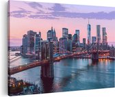 Artaza Canvas Schilderij Brooklyn Bridge in de Schemering - 120x80 - Groot - Foto Op Canvas - Canvas Print