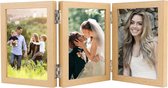 Opvouwbare fotolijst 10 x 15 cm in lichtbruin - dubbele collage voor 6 foto's - voor familie gedenkwaardige lijst voor huwelijkscadeau Fotolijsten