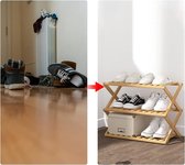 Bamboe Schoenenrek met 3 Niveaus - Draagbaar Opbergrek voor Opvouwbare Schoenen - Perfect voor Gangen, Slaapkamers en Kleine Ruimtes