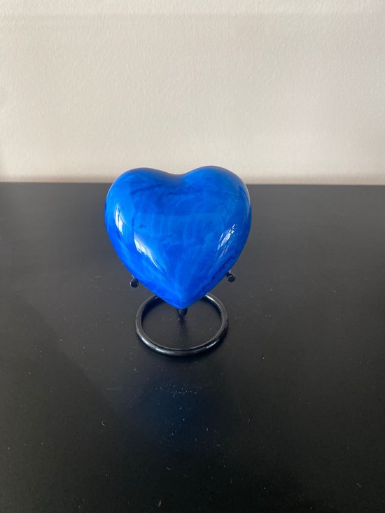 Akerz Mini Urn - Blauw - Hart - Aluminium - Inclusief Standaard - Graveerbaar - 80ml