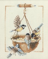 borduurpakket 34540 marjolein bastin, voederbakje met vogels (small)