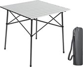 Opvouwbare campingtafel van aluminium, vierkante tafel, roll-up top, 4 personen, compacte tuintafel met draagtas