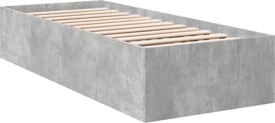 vidaXL - Bedframe - bewerkt - hout - betongrijs - 75x190 - cm