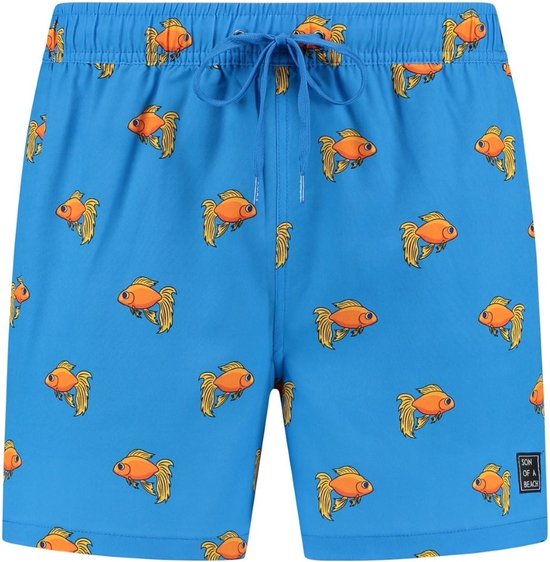 Son of a Beach - Goldfish Heren Zwembroek - maat S - Blauw/Oranje