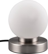 LED Tafellamp - Torna Bolle - E14 Fitting - 1 lichtpunt - Mat Nikkel - Metaal - Wit Glas