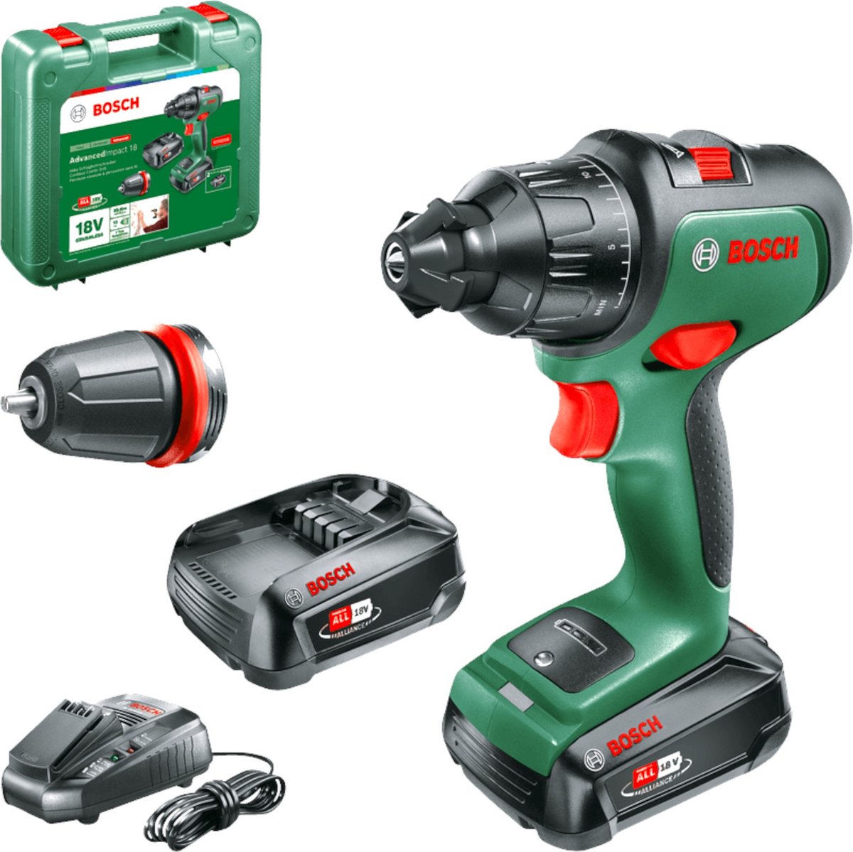 Bosch AdvancedImpact 18 Accuklopboorschroevendraaier - Met koffer - Met 2x 18 V accu's en lader