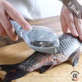 Borvat® - Vis Scaler Schrapen Vis Borstel Snel Verwijderen Vismes Schoonmaken Dunschiller met handig opvangbakje in visvorm - Wit