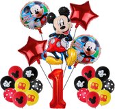 Mickey Mouse - Jomazo - Mickey Mouse folieballonnen met cijfer - Mickey Mouse verjaardag - Kinderverjaardag - Mickey Mouse 1 jaar - Mickey Mouse ballonnen - Mickey mouse ballon - Mickey Mouse ballonnen set - feest versiering - Disney kinderfeest