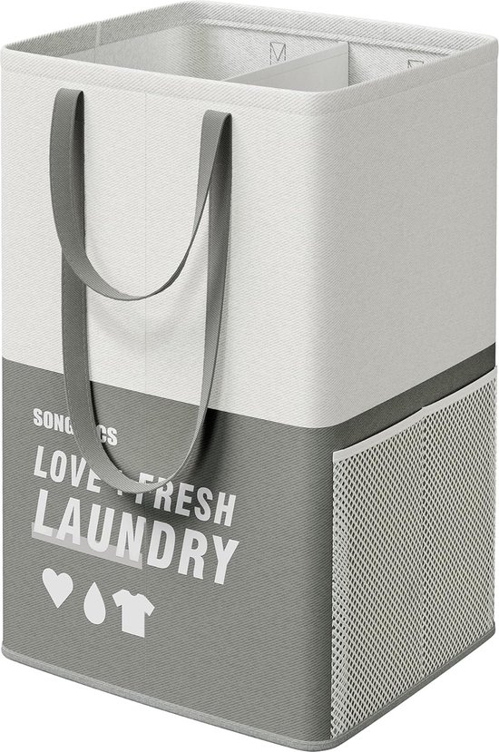 Opvouwbare wasmand - Kunststof - wit/grijs - 27 liter - 60 x 45 x 30cm