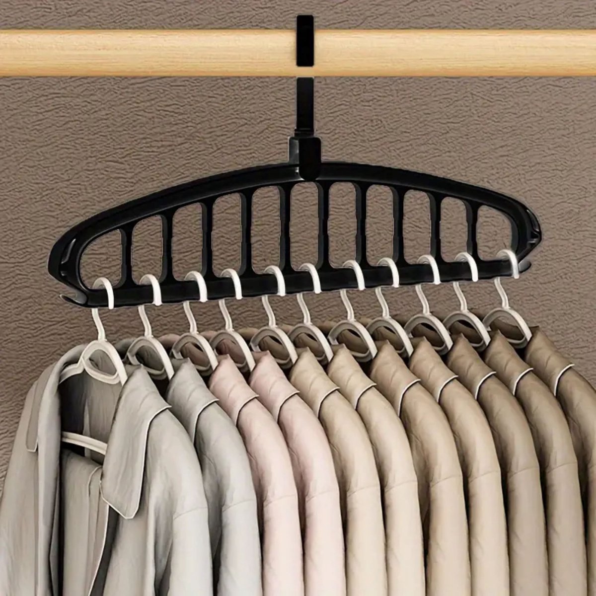 HOMPLEMENT Ruimtebesparende kleerhangers 40 Stuk s met verstelbare haak kleerhanger Made in Italy kledingkast voor ruimtebesparende kast kleerhanger 40 Stuk s zwart