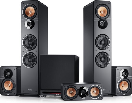 Teufel ULTIMA 40 Surround Power Edition 5.1-Set - Home cinema set met 2 vloerstaande speakers - 2 boekenplankspeakers - Centerspeaker en XXL subwoofer - zwart