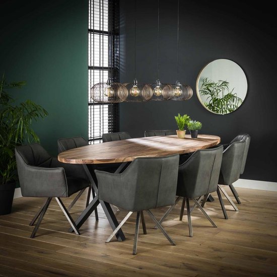 Eetkamertafel Ovaal - Notenhout - Naturel - 240cm - Tafel Daytona - Giga Meubel