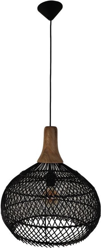 HSM Collection - Hanglamp Rotan - Zwart/naturel - Rotan/teak