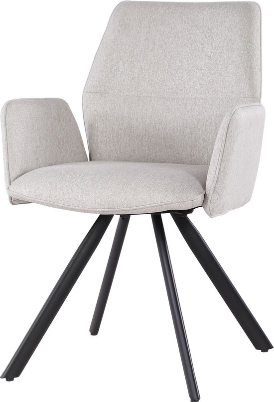 Chaise de salle à manger Tissu Beige - 58x58x86cm - Rotative - Profondeur d'assise 44cm