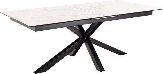 Eettafel Rechthoek 200/240cm - Wit Keramiek - Uitschuifbaar - Giga Living