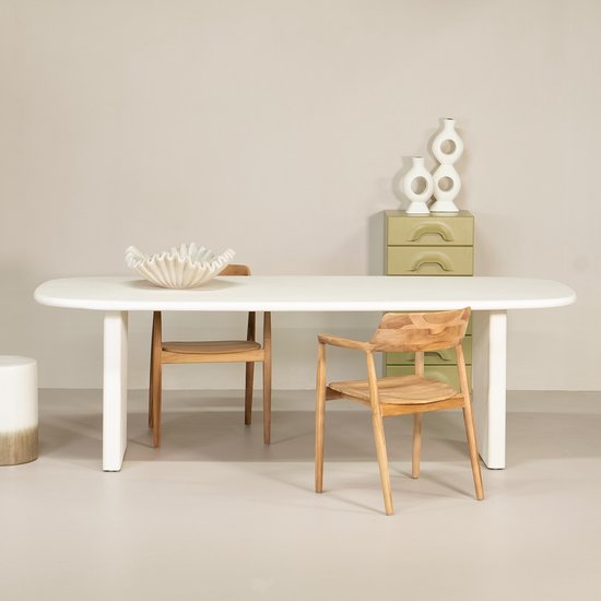 Eettafel Beige Deens Ovaal 240cm - Betonlook - Eettafel Gin - Giga Meubel